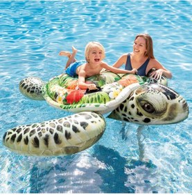 Resim Kaplumbağa Figürlü Tırabzanlı Şişme Deniz Yatağı Çok Renkli 