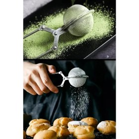 Resim Delixa Safestore Paslanmaz Çelik Un Kakao Pudra Şekeri Eleği Bitki Çayı Demleme Süzgeci Maşalı Çay Süzgeçi 