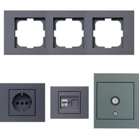 Resim Grano Füme Üçlü Set - Tv - Nümeris Telefon - Topraklı Priz 