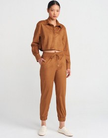 Resim Dilvin 71594 Manşetli Jogger Süet Pantolon Taba 