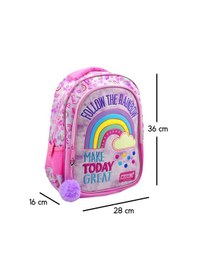 Resim Muggle 2 Bölmeli Soft Rainbow Pembe Okul Sırt Çantası Mu-6696 