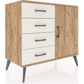 Resim Hyperion Şifonyer Tek Raflı 4 Çekmeceli Tek Kapaklı 88x44x80 Çam-çam/aytaşı Çam/aytaşı 