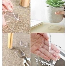 Resim Pucutun 4 Adet Şeffaf Silikon Zemin Koruyucu, ve Beyaz Eşya Altı Için Halı Kaydırmaz Pedler, Dayanıklı ve Çok Yönlü Kullanım, Mobilya ve Zeminleri Koruma 