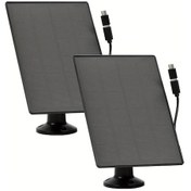 Resim Gaojunshop01 2 Adet Siyah Solar Panel 5v Usb Type-c 360 Derece Dönebilir Montaj Aparatlı 