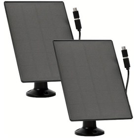 Resim Gaojunshop01 2 Adet Siyah Solar Panel 5v Usb Type-c 360 Derece Dönebilir Montaj Aparatlı 
