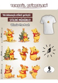 Resim Ütü İle Yapışan Kıyafet Etiketi Winnie The Pooh 9lu Set Karışık 