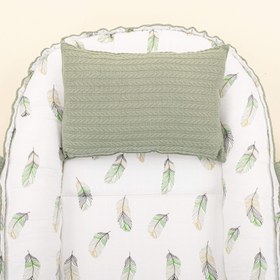 Resim Babynest ve Yastık - Çift Taraflı - Koyu Yeşil Örgü - Yeşil Tüy 