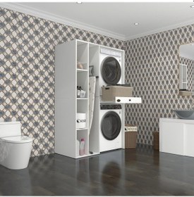 Resim Kenzlife Çamaşır-Kurutma Makinesi Dolabı Gutas Sol Byz 187 120 60 Çekmeceli Banyo Çok Renkli 