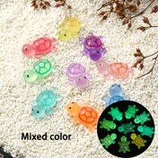 Resim 50 Adet Işıltılı Mini Kaplumbağa Süsleri - Canlı Çok Renkli, DIY Okyanus Temalı Projeler & Bahçe Peyzajı için Reçine İşlemeli 