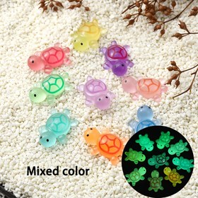Resim 50 Adet Işıltılı Mini Kaplumbağa Süsleri - Canlı Çok Renkli, DIY Okyanus Temalı Projeler & Bahçe Peyzajı için Reçine İşlemeli 