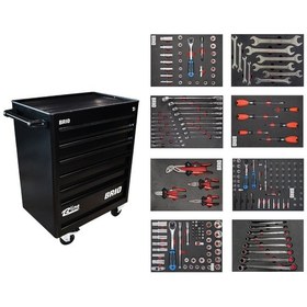 Resim Brio Hareketli Takım Dolabı 6 Çekmece Pro 239 Parça Siyah Dolu 