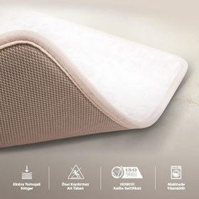 Resim Zarif Desen 2li Banyo Paspas Takımı (Krem, 60x100) 