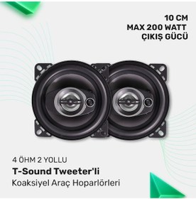 Resim T-sound 4 Öhm 2 Yollu Terrter'li KoaksiyelAraç Hoparlörleri 10cm 