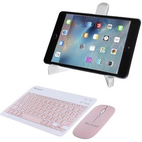 Resim Microcase Tcl Tab 10l Gen 4 İle Uyumlu Tablet Çanta+türkçe Bluetooth Klavye +mouse+ Standı - Pembe Al4382 Omuz Çantası 