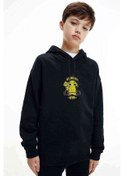 Resim Pokemon Pikachu Gym Baskılı Unisex Çocuk Kapüşonlu Siyah Sweat Siyah 