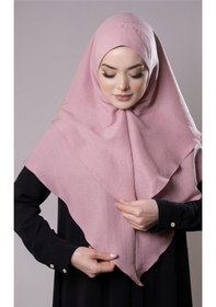 Resim Hürrem Bone Pudra Pratik Hazır Geçmeli Tesettür Eşarp Pamuk Caz Kumaş Çift Katlı Düz Hijab 2303 06 
