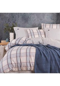 Resim Blue Marine Çift Kişilik Nevresimli Pike Takımı - Nautical İndigo Mavi 