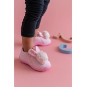 Resim First Step Ponponlu Tavşan Fermuarlı Kadife Panduf 