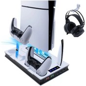 Resim Ps5 Slim Pro Fonksiyonel Fanlı Şarj Standı Led Göstergeli Dijital Ve Cd Li Sürüm Uyumlu Yh60 