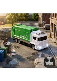 Resim Uzaktan Kumandalı Şarjlı Çöp Kamyonu Arabası Full Fonksiyon Şarjlı 1:16 Işıklı Çöp Kamyonu 2.4 Ghz 
