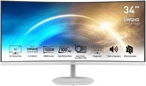 Resim MSI 34 PRO MP341CQW 3440x1440 (UWQHD) CURVED 1500R VA 100HZ 1MS ANTI-GLARE BEYAZ MONITOR 