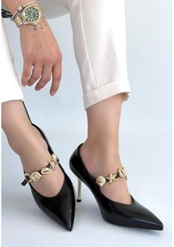 Resim Genel Conne Siyah Cilt Stiletto Ayakkabı Çok Renkli 