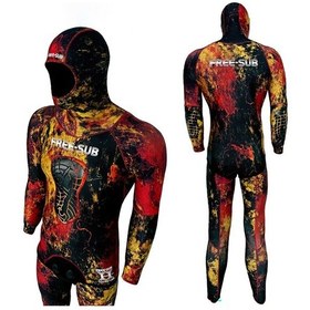 Resim Free-sub 5mm Assos Red Yamamoto Avcı Serbest Dalış Elbisesi Kamuflaj 