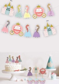 Resim Çok Renkli Prenses ve Şato Temalı Banner - Çok Renkli / Tek Ebat 