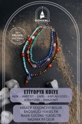 Resim OSMANLI DOĞAL TAŞ Etiyopya Akik Ametist Lapis Kaplangözü Aventurin Amazonit Doğal Taş Kolye 