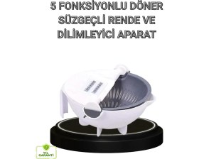 Resim TKÇ Çok Fonksiyonlu Döner Rende Süzgeç Hazneli Ergonomik Sebze Doğrayıcı 