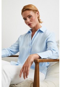 Resim Paralel Çizgili Gömlek Mavi Mavi 