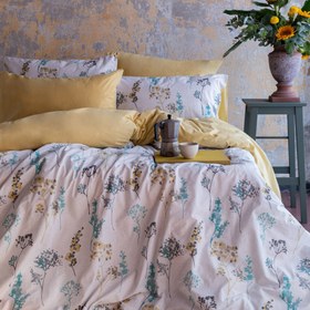 Resim Provance Sarı & Mavi Çiçekli %100 Pamuklu Nevresim Seti - Battal Boy / Sarı 