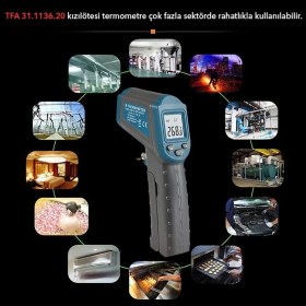 Resim Sevgift Tfa 31.1136.20 Kızılötesi Lazerli Sıcaklık Ölçer 500°C 