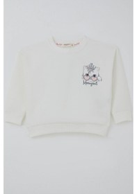 Resim Breeze Kız Çocuk Sweatshirt Minik Taçlı Kedi Prenses Baskılı Sırt Baskı Detaylı 1.5-5 Yaş, Ekru Ekru 