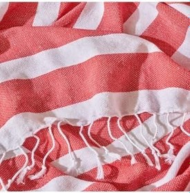 Resim Bella Maison%100 Pamuk Lua Çizgili Peştamal Kırmızı (95x180 cm) 