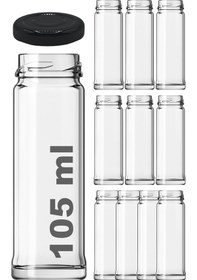 Resim Afracam 105 Ml Metal Kapaklı Şeffaf Tuzluk Cam Kavanoz 10 Adet Siyah 