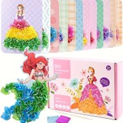 Resim 8-12 Yaş Kızlar İçin El İşleri - 12 Prenses Tahta Sticker'lı Puzzle Baskı Boyama - Tekstil Baskı Sanatı DIY Çocuk Doğum Günü ve Noel Hediyesi 