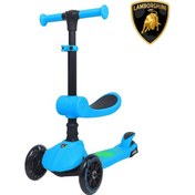 Resim Lisanslı L5 2in1 Katlanabilir Oturaklı Işıklı 3 Tekerlekli Çocuk Scooter Mavi 