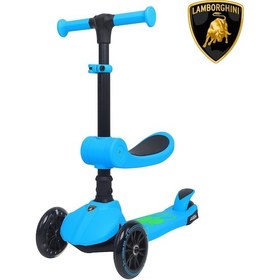 Resim Lisanslı L5 2in1 Katlanabilir Oturaklı Işıklı 3 Tekerlekli Çocuk Scooter Mavi 