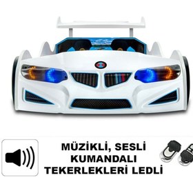 Resim inegoldeneve Bmw - Full - Arabalı Yatak Araba Karyola - M9 Serisi - Tekerleri Ledli & Kumandalı 