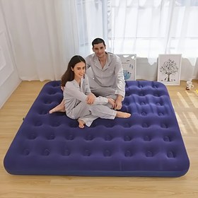 Resim Taşınabilir Şişme Yatak, Çift Taraflı Peluş ve Kalınlaştırılmış Tasarım, Açık Hava Kampı ve Plaj Kullanımı İçin Katlanabilir (Hava Pompası Dahil). 