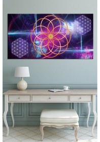 Resim Yaşam Çiçeği Kutsal Geometri Sri Yantra Kanvas Tablo 100 x 50 