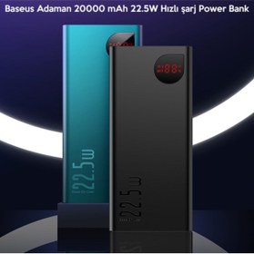 Resim Baseus NewsSale 20000 Mah 22.5w Hızlı Şarj Power Bank 2 Usb 1 Usb Type C Siyah 31808 byrblsm 1022830 