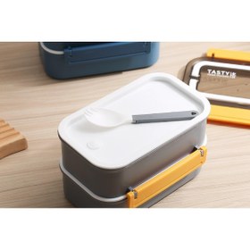 Resim Vagonlife Bento Lunch Box Ofis-okul Için Yeni Nesil Sefer Tası Çift Kat 4 Bölme Paslanmaz Çelik F494 