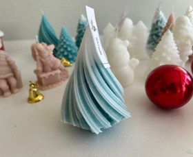 Resim Çam Ağacı Yeni Yıl Christmas Yeni Yıl Yeşil Beyaz Renk Dekoratif Mum 