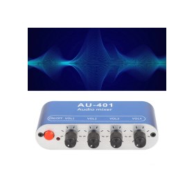 Resim Shineyee Alüminyum 4 Girişli Stereo Mikser - Bağımsız Ses Kontrolü, 3.5mm Çıkışlı Kulaklık/hoparlör Amplifikatörü Diğer 