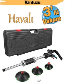 Resim Badem10 Havalı Boyasız Kaporta Araç Göçük Düzeltme Aparatı Vantuz 1/4" 3 Çeşit Pnömatik Vakum 75-100-125 Mm 