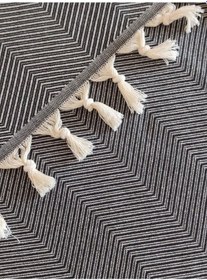 Resim %100 Pamuk Koltuk Örtüsü - Çok Amaçlı Koltuk Şalı, Pike, Piknik Örtüsü-170x220cm Antrasıt Antrasit 