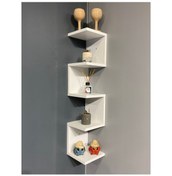 Resim Bicabin Bicabin Dekoratif Ahşap Modern Zigzag Köşe Duvar Rafı Organizer 