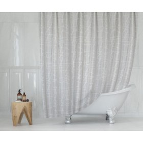 Resim Tropikhome Mermer Desen Banyo Perdesi Askı Aparatı Hediyeli Polyester Kumaş Plastik C Halkalı Duş Perdesi 